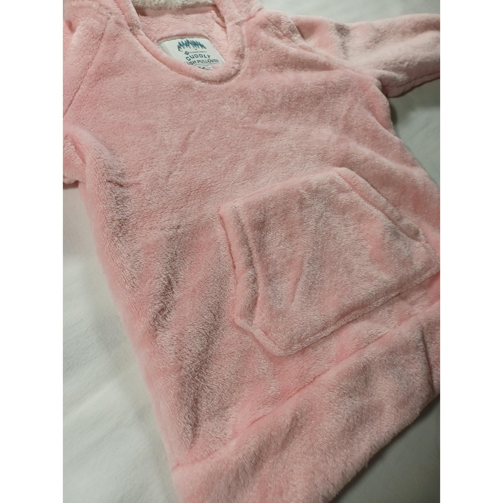 Member's Mark Plush Pullover Hoodie Girls 5/6 Pink Cuddly Sherpa Lined Cozy - Picture 5 of 7